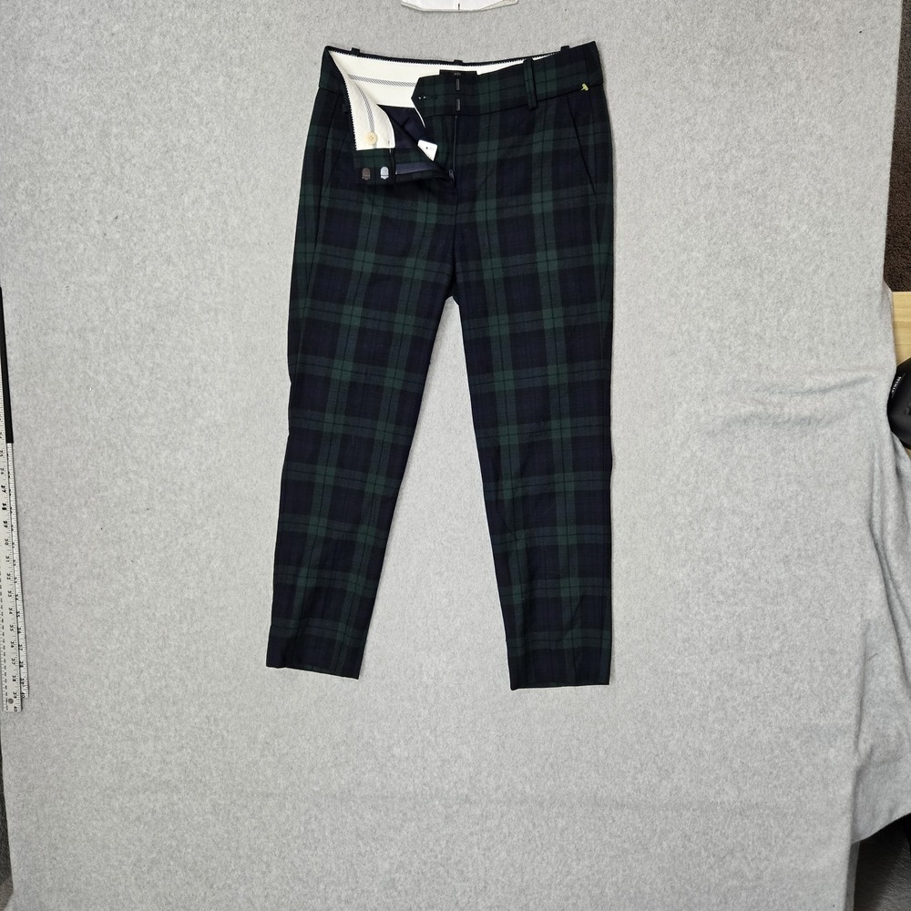 J.crew Women Pants 0P Green Wool Plaid Dress Pants CAMERON NWT